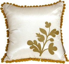 Bohemian Blossom White and Ocher Throw Pillow, Complete with Pillow Insert - £16.78 GBP