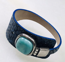 sterling silver 925 designer turquoise leather bracelet 7.5”-8.5” - £99.91 GBP