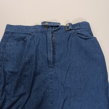 Talbots Petites Women's Blue Cotton Front Zipper Denim Skirt Pockets Size 8 image 7