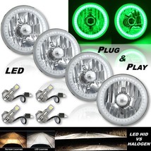 5-3/4&quot; Green SMD LED Halo Angel Eye Crystal Headlight 6k LED Light Bulb Set of 4 - £263.81 GBP