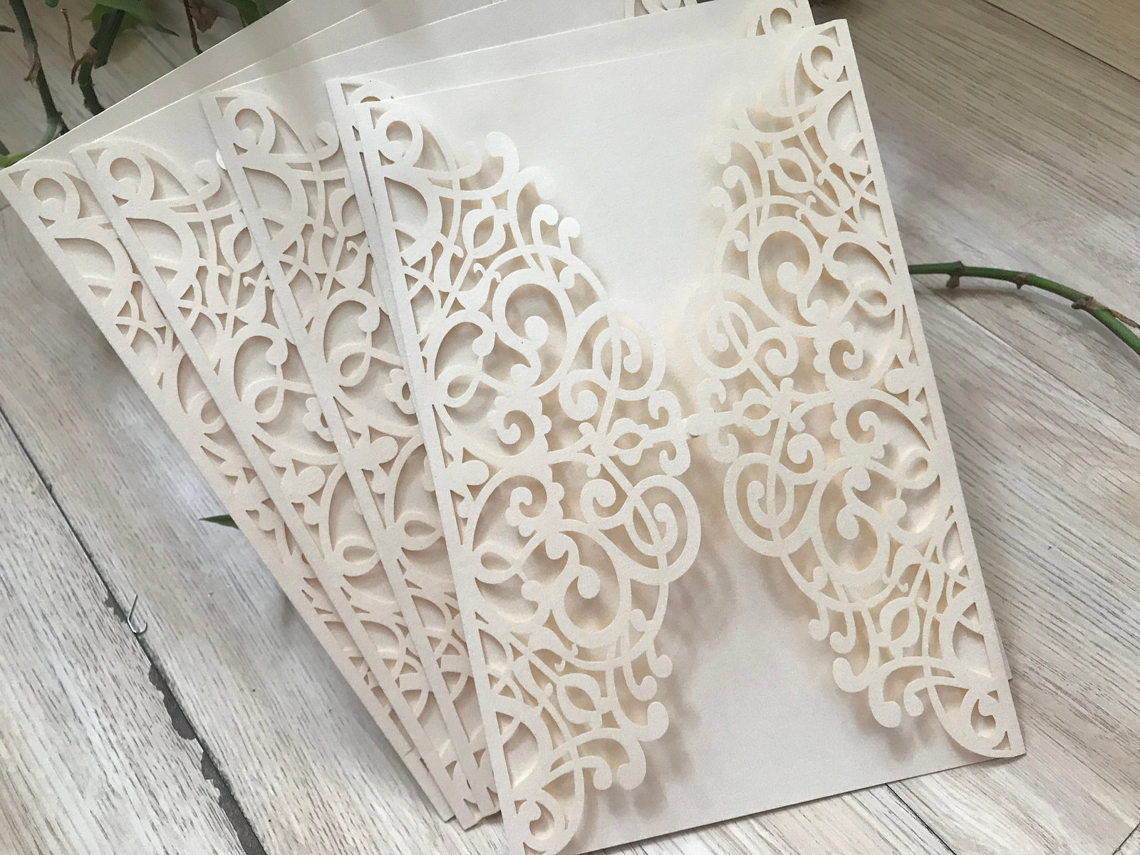 50pcs Pearl Ivory Wedding Invitation,Laser Cut Wedding Cards,Invitation Cards Item image 3