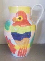 Italian Pitcher Hand Painted 10.5&quot; Tall Parrot Tropical Theme - £15.43 GBP