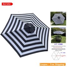 Stylish 9ft Black &amp; White Striped Canopy Replacement for Outdoor Umbrellas - $74.20