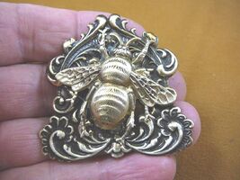 (b-bee-166) large Bee bumble bees insect on detailed scrolled brass pin ... - $22.99