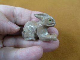 (y-BUN-31) tan white gray BUNNY RABBIT SOAPSTONE FIGURINE I love rabbits... - $8.99