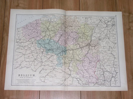 1891 Antique Map Of Belgium Brabant Flanders Hainaut Namur Liege Antwerp Limburg - £14.42 GBP