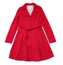 Anthropologie Elevenses Pansy in Red Corset Trench Lace-up Back Jacket 4 - £85.77 GBP