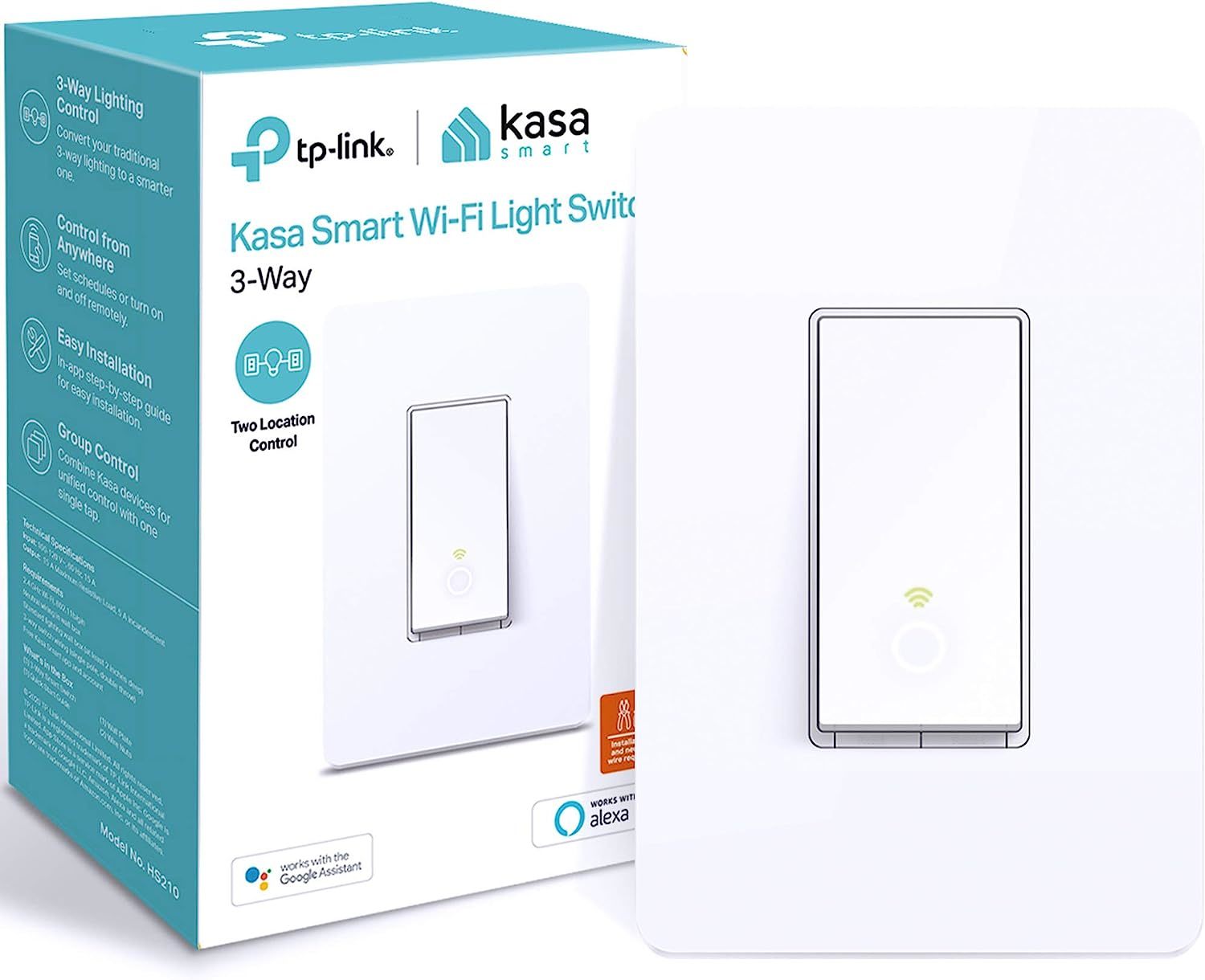 Kasa Smart 3 Way Switch Hs210, Needs Neutral Wire, 2.4Ghz Wi-Fi Light, W... - $36.99