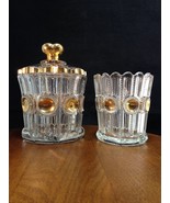 Co-operative Flint Glass Columbia Spooner &amp; Sugar Nice Gold Antique Intr... - £33.43 GBP