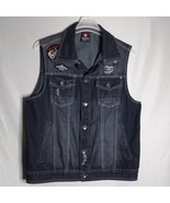 Southpole Seach&amp;Destroy Distressed Men&#39;s Sleeveless Dark Wash Denim Jean... - $26.73