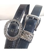 Brighton Belt set Size M Black 35603 &amp; 36200 Reversible Croc black brown... - $484.09 MXN