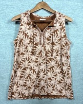 J Jill Tank Top S Bellisima Tasseled Tropical Brown Sleeveless Boho - $18.80