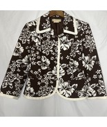 Michael Kors Women&#39;s Blazer Jacket Size 10 brown white floral Hibiscus T... - $659.71 MXN