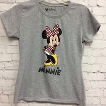 Minnie Mouse Disney Womens T-Shirt Gray Black Heathered Short Sleeve Crew XL VTG - £12.27 GBP