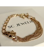 Tiger Head Bracelet Half Thick Chain Half Thin Chain 18k Gold Filled Luxury - £23.59 GBP