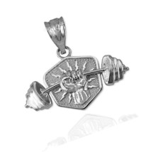 Sterling Silver Hand Weightlifting Dumbbell Pendant Necklace - £55.73 GBP