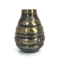 Vintage Gero Danish Denmark Silverplated Metal Vase Monogrammed Aage 4-1/8&quot; - $30.11