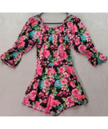 Kensie Romper Girls Sz 14/16 Multi Floral Cold Shoulder Sleeves Off the ... - $27.85