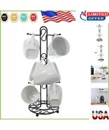 Vintage Black Farmhouse Coffee Mug Rack – Holds 6 Mugs Stylishly on Counter - $455.10 MXN