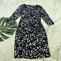 Lauren Ralph Lauren Womens Draped Sheath Dress Size 10 Blue White Stretch - $31.67