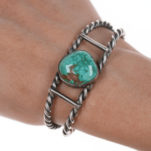 6&quot; Vintage High grade turquoise twisted wire cuff bracelet - $227.70