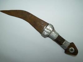 Antique Handmade Wide Dagger, Wood and Metal, L 28 cm - $59.80