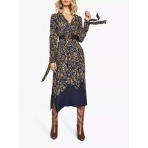 Reiss Erin Midi Dress Women’s UK 8 US 4 Navy Orange Abstract Print Long ... - €82,28 EUR