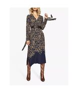 Reiss Erin Midi Dress Women’s UK 8 US 4 Navy Orange Abstract Print Long ... - €82,28 EUR