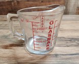 Mid Century Glasbake Red Print Measuring Cup USA / Metric 1 Cup Vintage - $16.80