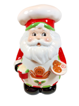 Sleigh Bell Bistro Cookie Jar Santa Claus Chef Cook Holding Cookies - £31.17 GBP