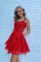 Cute Red A Line Tulle Short Homecoming Dresses with Pocket - £97.50 GBP