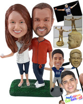 Personalized Bobblehead Baseball Fan Couple With The Man Leaning Onto The Bat An - £124.69 GBP