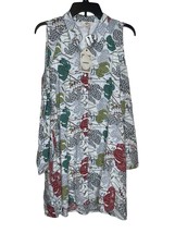 Entro Women&#39;s Shirt Dress Button-Up Midi Floral Collar Cold Shoulder Medium NWT - £23.21 GBP