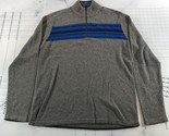 Eddie Bauer Sweater Mens Tall Large Grey Blue Black Stripe Quarter Zip Wool - £32.94 GBP