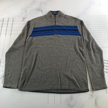 Eddie Bauer Sweater Mens Tall Large Grey Blue Black Stripe Quarter Zip Wool - $41.82