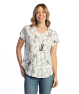 Jess &amp; Jane shirt cotton modal Purrfect cat M to XL 1x to 3x short sleeve - $1,079.89 MXN+