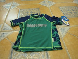 Boy&#39;s Youth Coppertone 4 swim rash guard shirt green NEW premium sun pro... - £8.43 GBP