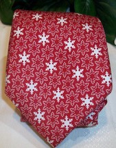 Vineyard Vines Silk Neck Tie Necktie Unisex Snowflake Winter Holiday Red... - £22.82 GBP