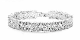 6.80 Ct Marquise Simulated Diamond Woman Tennis Bracelet Gold Plated 925 Silver - £174.09 GBP