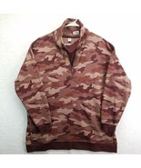 Old Navy Sweatshirt Mens Large 1/4  Zip Burgundy Camo Oversized Mock Neck - $17.81