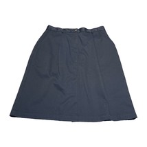 L.L.Bean A-Line Skirt Women&#39;s 14 Blue Cotton Slash Pockets Back Slit Pleated - £19.28 GBP