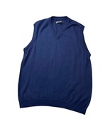 Nordstrom Mens Sleeveless V-Neck Sweater Vest Large Navy Blue Wool &amp; Cas... - $23.36