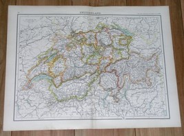 1903 Original Antique Map Of Switzerland / Alps - £12.14 GBP