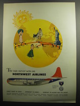 1951 Northwest Airlines Ad - The sun never sets on Northwest Airlines - £14.55 GBP