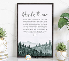 Psalm 1:1-3 Blessed is the man Bible Verse Wall Art Bible Christian Decor Poster - £19.24 GBP+