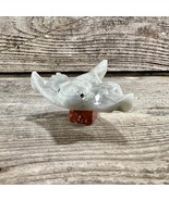 Pale Gray Hand-Carved Marble  Miniature Stingray On Stone Base Figurine - $6.95