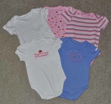 Girls Bodysuits 5 Pc Small Wonders Mommy&#39;s Princess Short Sleeve Set- 0/... - £12.69 GBP