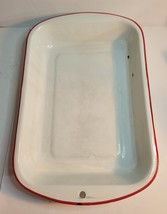 9.5&quot;x15&quot; White Enamel Baking Pan with Red Trim - $468.00 MXN