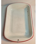 9.5&quot;x15&quot; White Enamel Baking Pan with Red Trim - $468.00 MXN