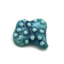 Handmade Ceramic Brooch Pin for Women, Bright Blue Artisan Clay Jewelry Textured - $37.56
